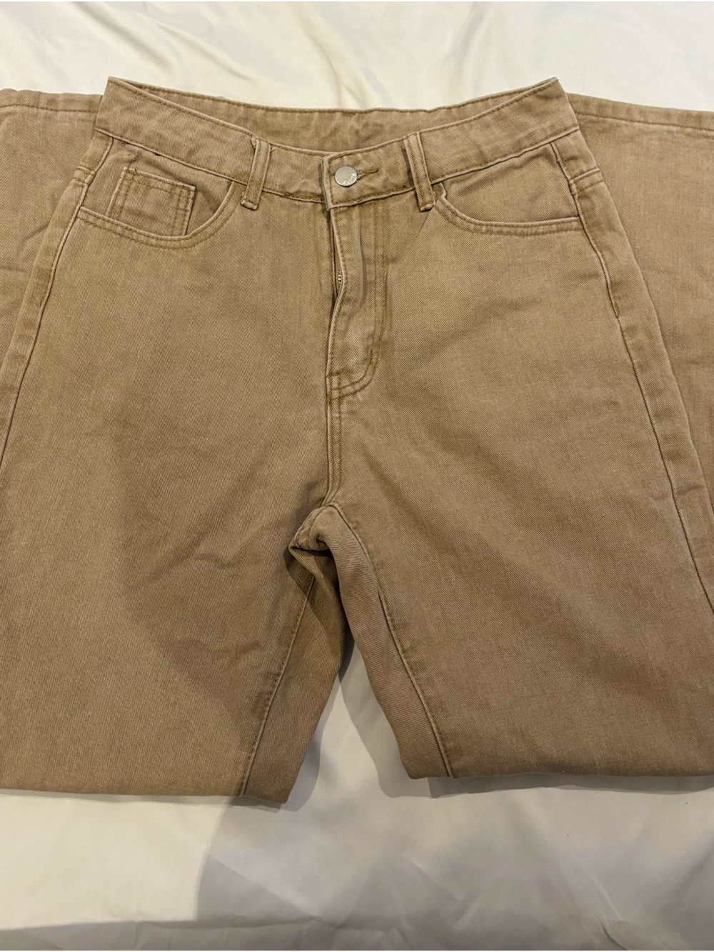 SHEIN Women's Straight Jeans in Tan